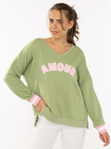 Zwillingsherz Trui "Amour" groen/lichtroze