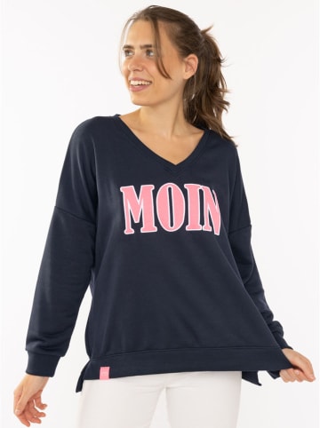 Zwillingsherz Pullover "Moin" in Dunkelblau/ Rosa