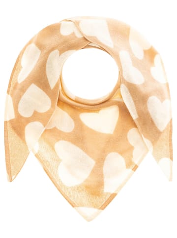 Zwillingsherz Kaschmir-Dreieckstuch in Beige - (L)175 x (B)120 cm