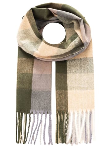 Zwillingsherz Schal in Beige/ Grau/ Khaki - (L)180 x (B)60 cm