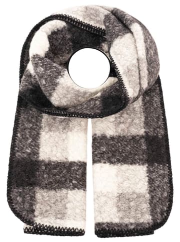 Zwillingsherz Szal "Karo & Teddy" w kolorze kremowo-czarnym