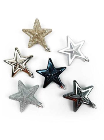 WellHome Christbaukugeln in Gold/ Grau/ Silber - 6 Stück - (B)6 x (H)7 x (T)3 cm