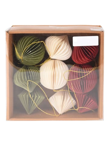 WellHome Kersthangers groen/rood/crème - 9 stuks - (L)18 cm