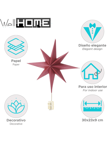 WellHome Czubek w kolorze czerwonym na choinkę - 23 x 30 x 9 cm