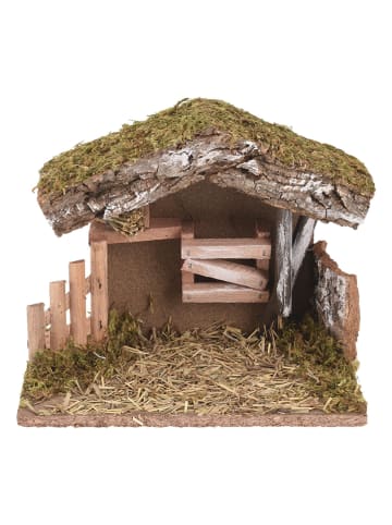 WellHome Krippenstall in Hellbraun/ Grün - (B)20 x (H)16,5 x (T)12 cm