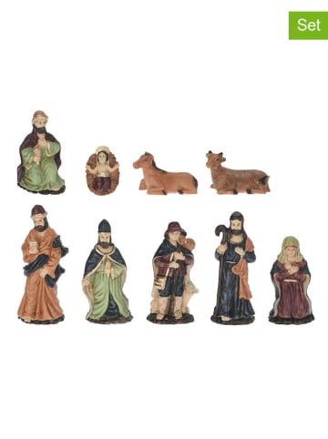 WellHome 9-delige set: kerststalfiguren meerkleurig