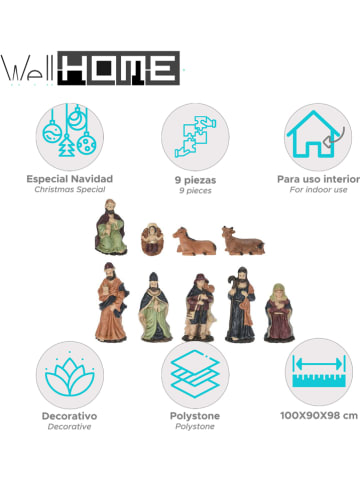 WellHome 9tlg. Krippenfiguren-Set in Bunt