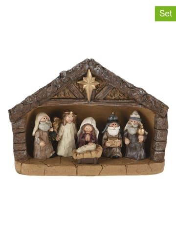WellHome 7-delige set: kerststalfiguren bruin