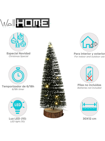 WellHome Drzewko dekoracyjne LED w kolorze zielonym - wys. 30 x Ø 12 cm