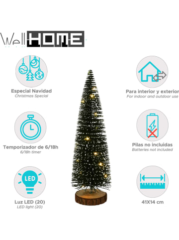 WellHome LED-Dekobaum in Grün - (H)41 x Ø 14 cm