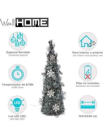 WellHome LED-Dekobaum in Grün - (H)40 cm