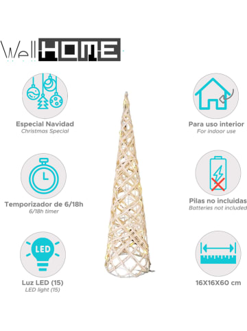 WellHome LED-Dekofigur in Grau - (H)60 x  Ø 16 cm