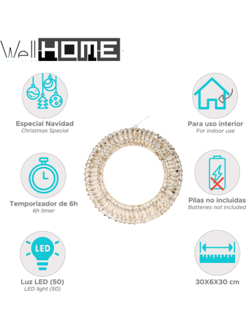 WellHome Zawieszka dekoracyjna LED w kolorze srebrnym - Ø 30 cm