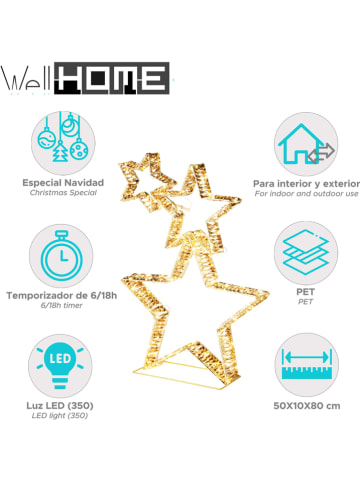 WellHome LED-Dekoaufsteller in Gold - (H)80 x (T)10 cm