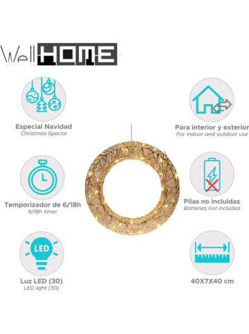 WellHome LED-Dekoanhänger in Gold - Ø 40 cm