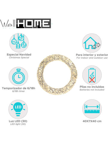 WellHome Wieniec dekoracyjny LED w kolorze srebrnym - Ø 40 cm