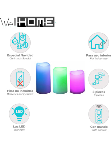 WellHome 3er-Set: LED-Kerzen in Weiß 