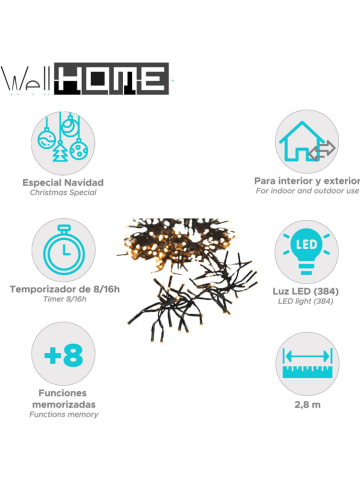 WellHome LED-Cluster-Lichterkette in Warmweiß - (L)208 cm
