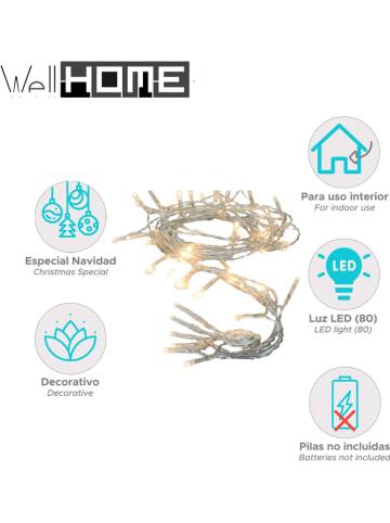 WellHome Łańcuch świetlny LED w kolorze ciepłej bieli - dł. 800 cm