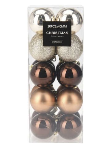 WellHome Christbaumkugeln in Silber/ Braun - 20 Stück - Ø 4 cm