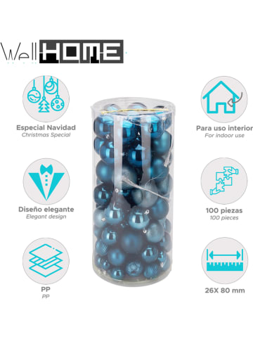 WellHome Bombki (100 szt.) w kolorze niebiesko-błękitnym