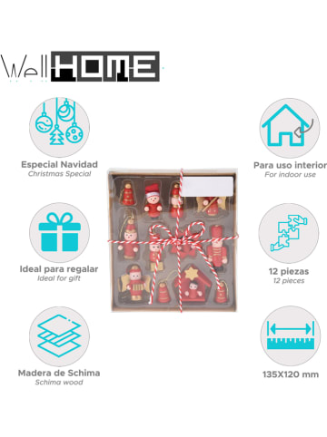 WellHome 12-delige set: decohangers rood