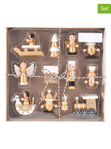 WellHome Zawieszki dekoracyjne (12 szt.) w kolorze złoto-białym