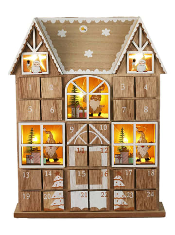 WellHome LED-Adventskalender in Hellbraun - (B)29 x (H)37 x (T)7 cm