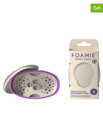 Foamie 4er-Set: Reise-Seifenschale "Travel Buddy" in Beige/ Lila