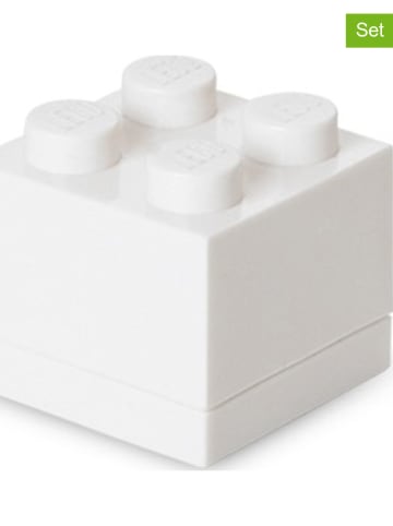 LEGO 3-delige set: opbergboxen "Mini 4" wit - (B)4,6 x (H)4,3 x (D)4,6 cm