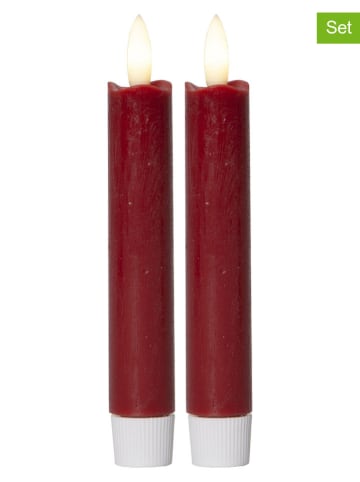 STAR Trading 2er-Set: LED-Kerzen "Flamme" in Rot - (H)15 cm
