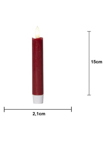 STAR Trading Świece LED (2 szt.) "Flamme" w kolorze czerwonym - wys. 15 cm