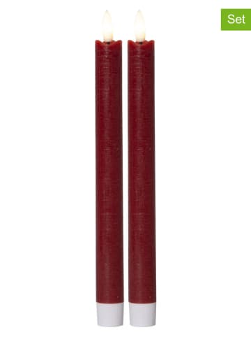 STAR Trading 2-delige set: ledkaarsen "Flamme" rood - (H)24,4 cm