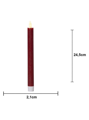 STAR Trading 2er-Set: LED-Kerzen "Flamme", in Rot - (H)24,4 cm
