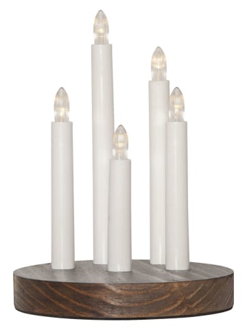 STAR Trading Ledvensterlamp  "Doris" wit/bruin - (H)24 x Ø 17,5 cm