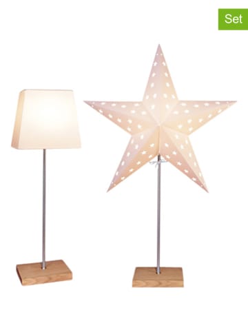 STAR Trading 3tlg. Set: Standleuchte "Combi" in Creme - (H)65 cm