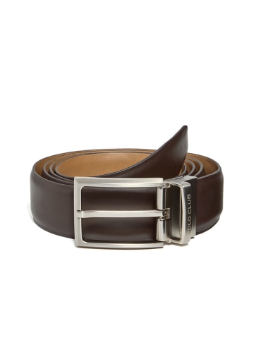 Polo Club Skórzany pasek w kolorze ciemnobrązowym