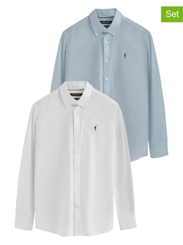 Polo Club 2-delige set: blouses - regular fit - wit/lichtblauw