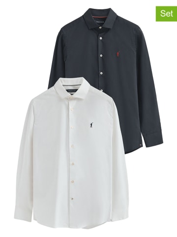 Polo Club 2er-Set: Hemden - Slim fit - in Weiß/ Dunkelblau