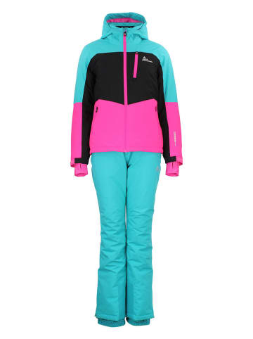 Peak Mountain 2-delige ski-/snowboardoutfit "Abiola" turquoise/roze/zwart