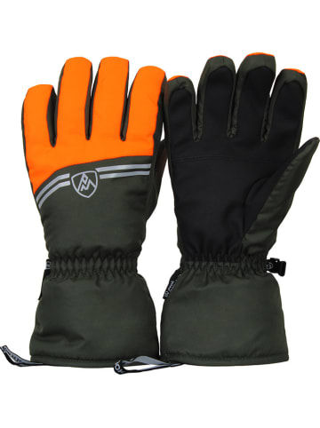 Peak Mountain Ski-/ Snowboardfingerhandschuhe "Mamilla" in Khaki/ Orange