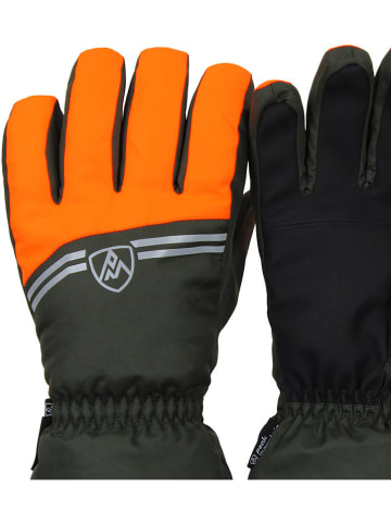 Peak Mountain Ski-/ Snowboardfingerhandschuhe "Mamilla" in Khaki/ Orange