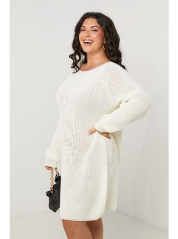 Curvy Lady Gebreide jurk wit