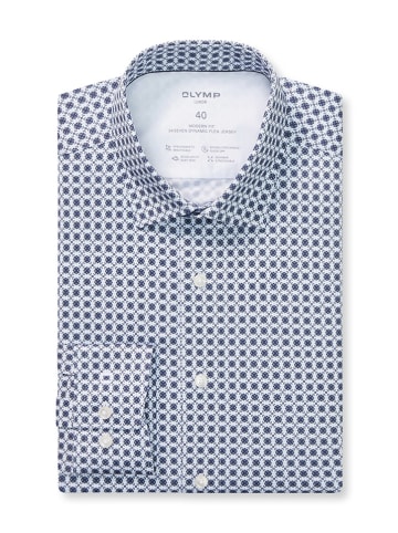 OLYMP Koszula - "Luxor" - Modern fit - w kolorze granatowo-białym
