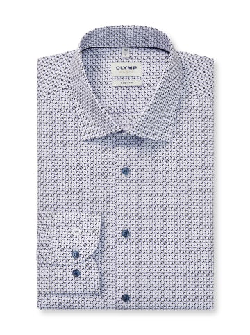 OLYMP Blouse "Level 5" - body fit - wit/blauw/zwart