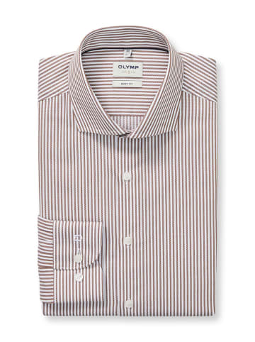 OLYMP Blouse "Level 5" - Body fit - lichtbruin/wit