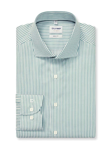 OLYMP Blouse "Level 5" - Body fit - groen/wit