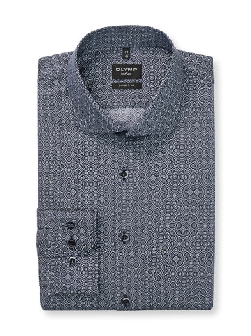OLYMP Hemd "No 6" - Super Slim - in Dunkelblau/ Weiß
