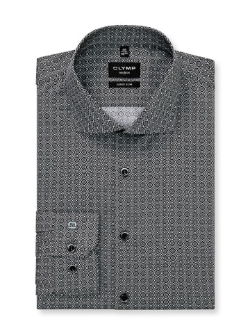 OLYMP Hemd "No 6" - Super Slim - in Schwarz/ Weiß