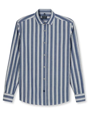 OLYMP Blouse "Casual" - regular fit - wit/blauw